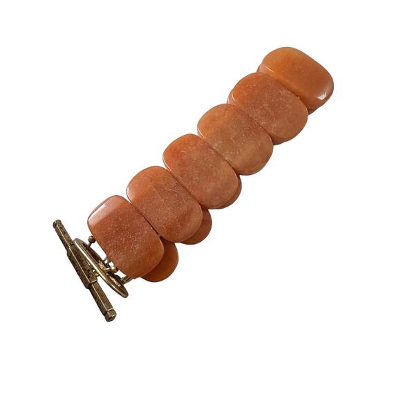 Peach Gemstone Bracelet Orange Calcite or Orange Aventurine - Picture 2 of 6